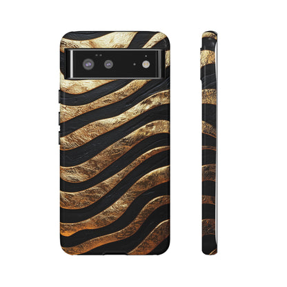 Luxury Black & Gold Zebra Stripes Phone Case for iPhone, Samsung & Google Pixel