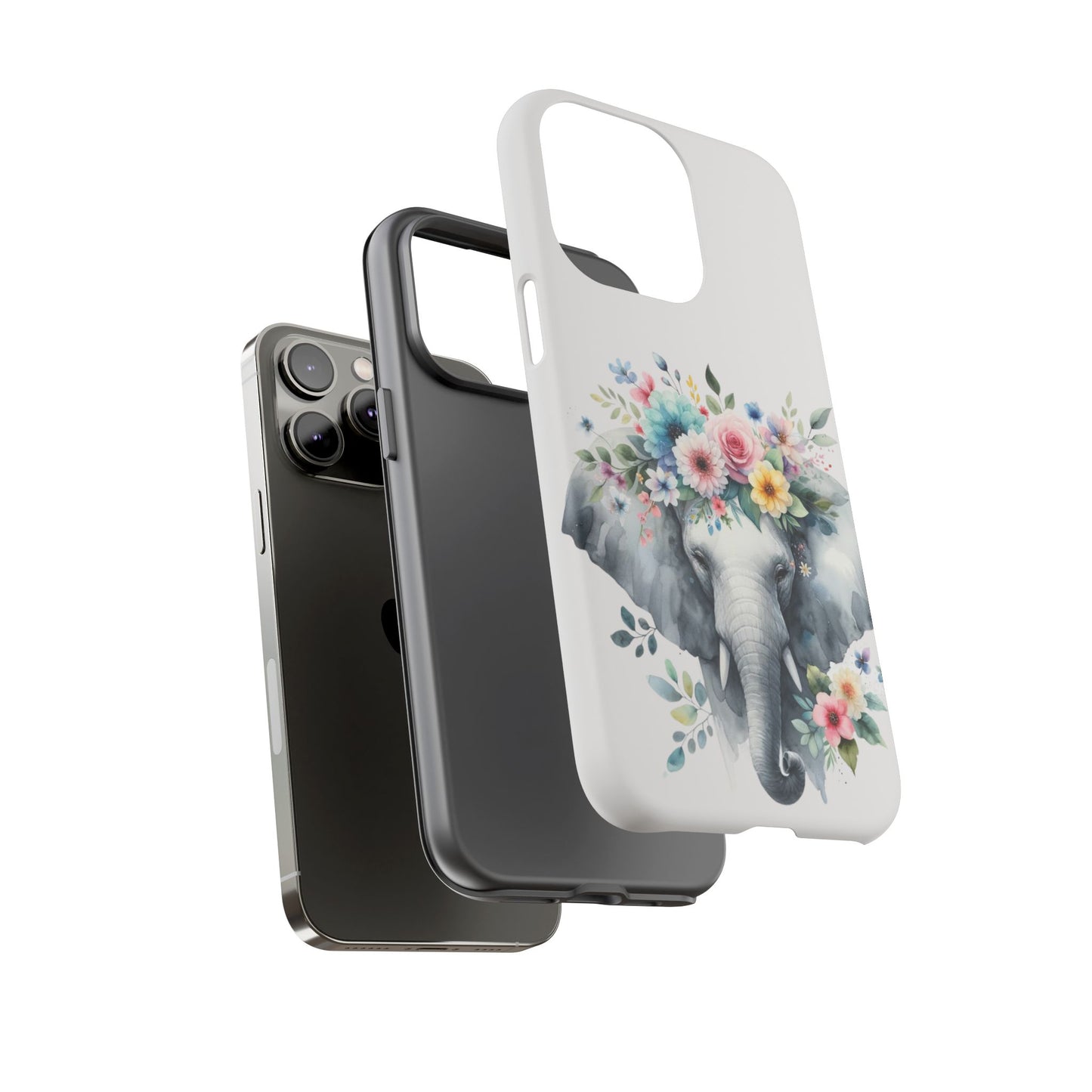 Floral Crown Elephant Mobile Cover – Elegant Watercolor Art