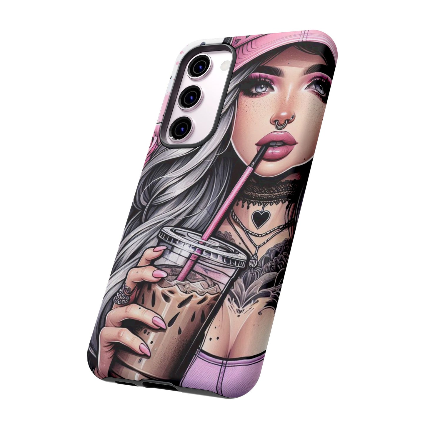 Pink Aesthetic Rebel – Iced Coffee & Inked Beauty Mobile Cover
