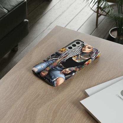 Sunflower Biker Queen – Bohemian Tattooed Rebel Mobile Cover