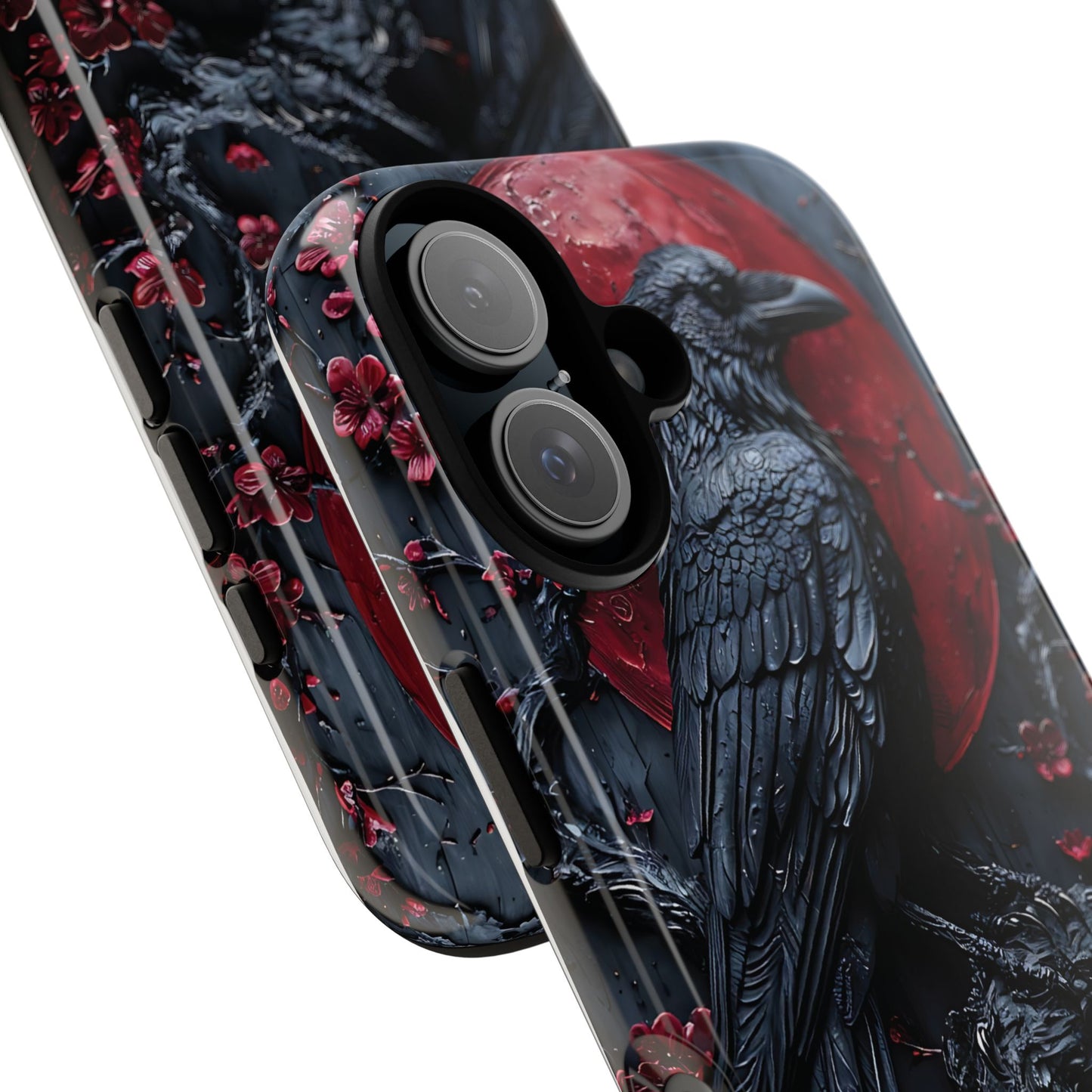 Gothic Sculpture Of Raven On Charcoal Tree Branch phone case design