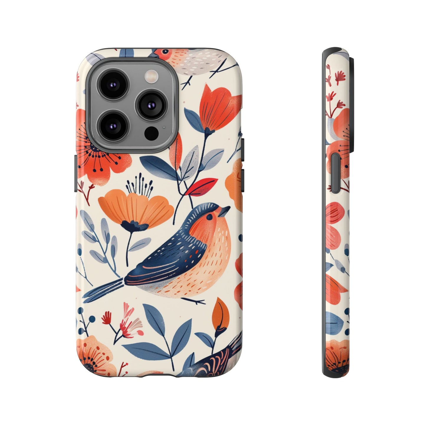 Floral Bird Phone Case - Elegant Nature-Inspired Cover for iPhone, Samsung & Google Pixel