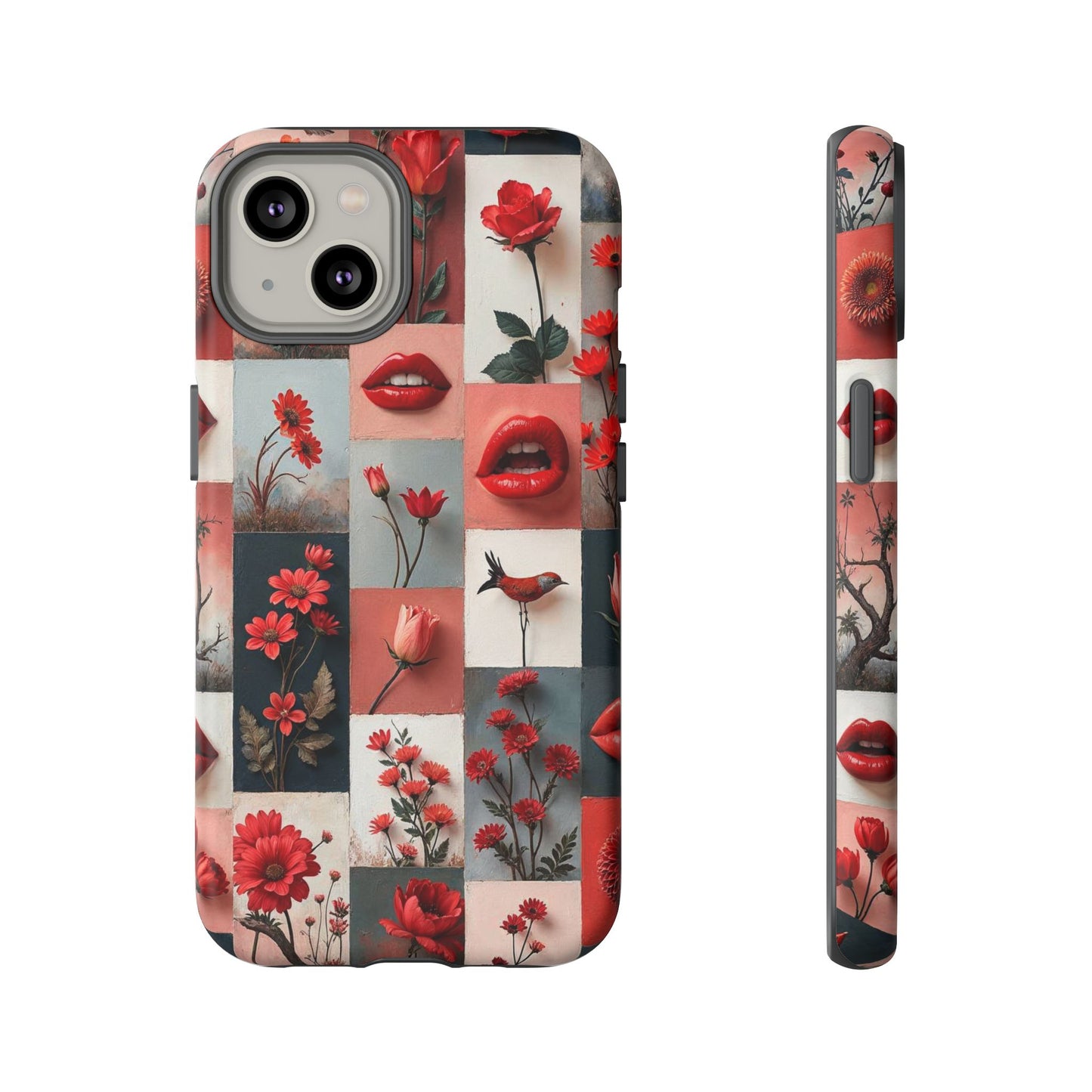 Red Flowers & Lips Collage Phone Case