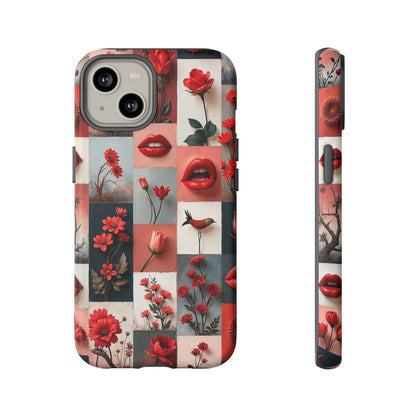 Red Flowers & Lips Collage Phone Case