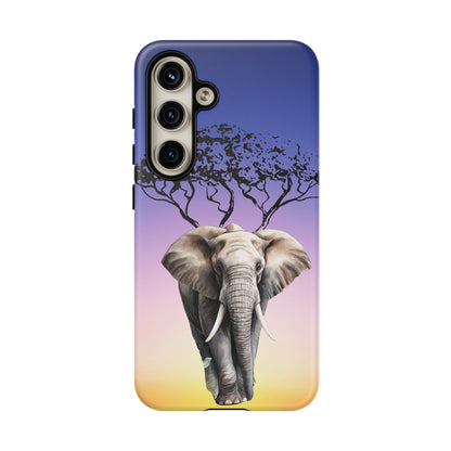 Surreal Elephant Tree Mobile Cover – Dreamy Sunset Fantasy