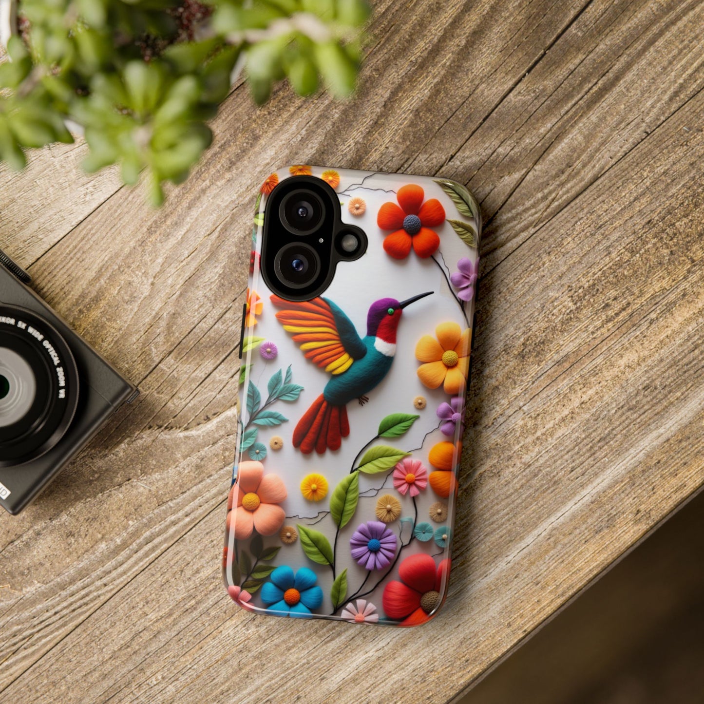 Embroidered Hummingbird with Floral Design | Nature's Elegant Stitch