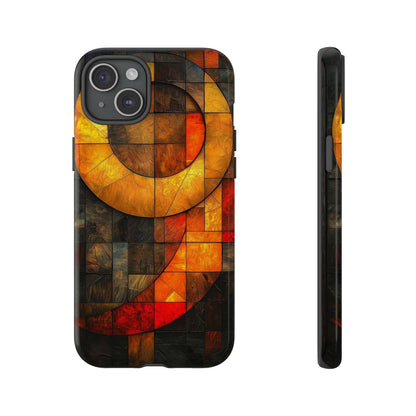 Inferno Spiral – Geometric Stained Glass Art Phone Case for iPhone, Samsung & Pixel