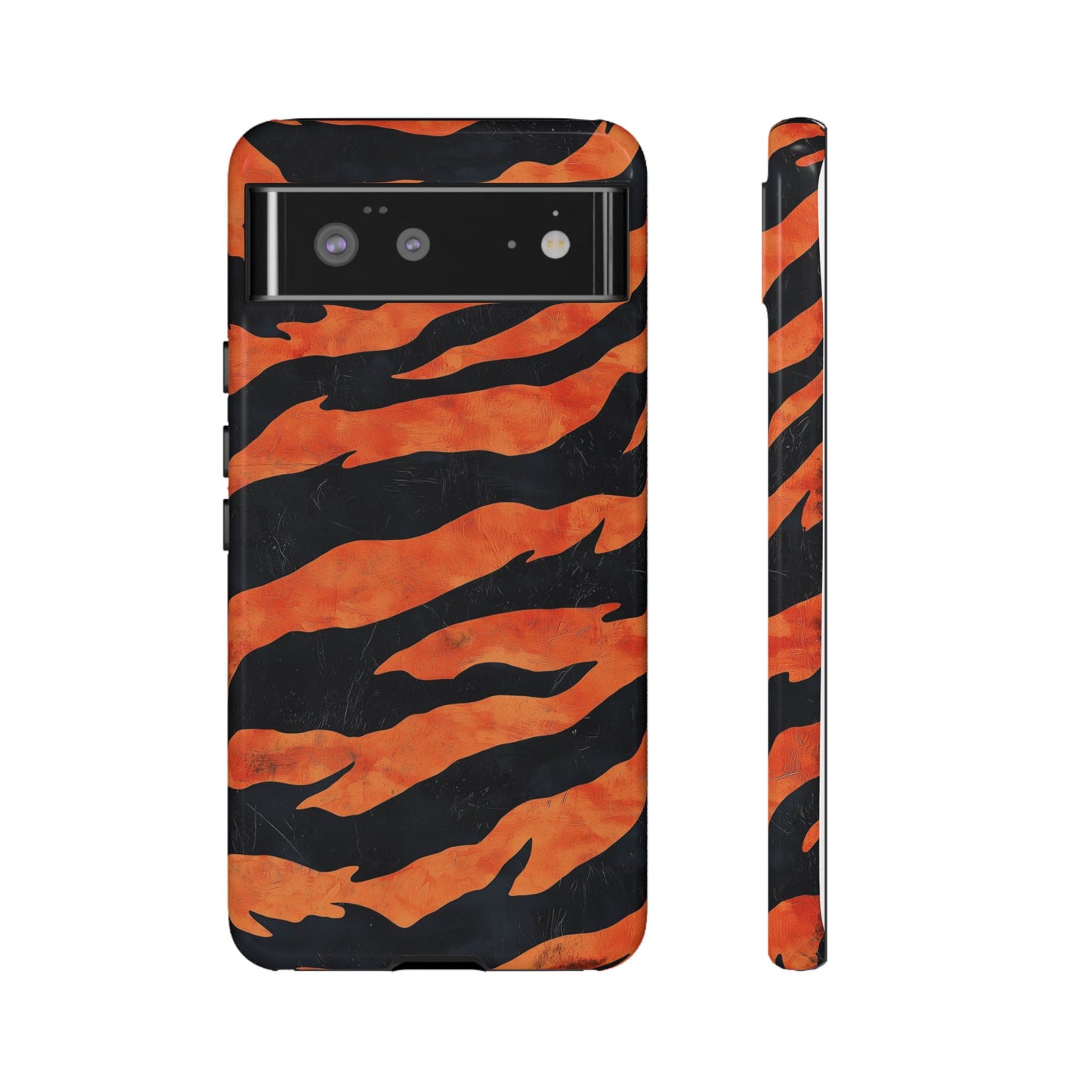 Burnt Orange & Black Tiger Stripes Phone Case for iPhone, Samsung & Google Pixel
