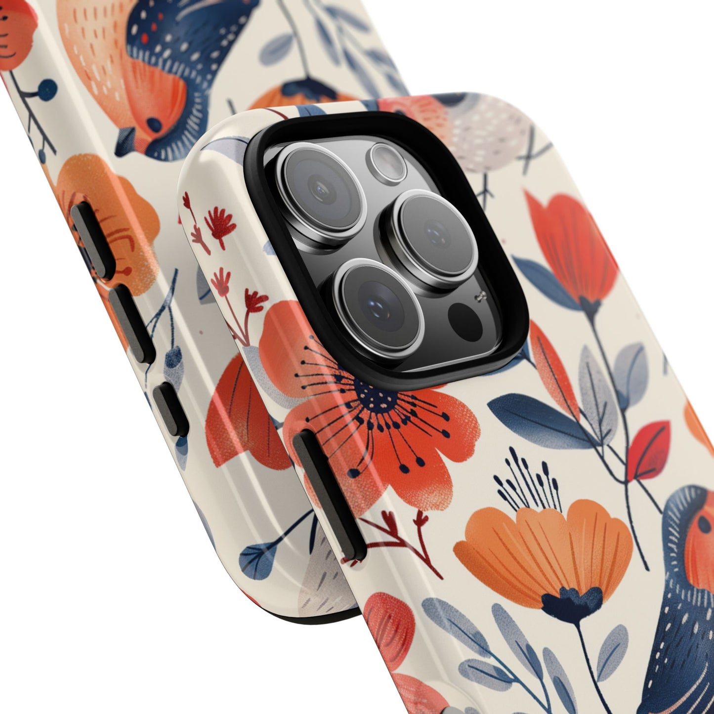 Floral Bird Phone Case - Elegant Nature-Inspired Cover for iPhone, Samsung & Google Pixel