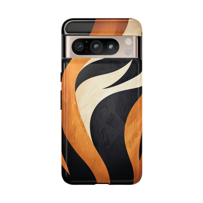 Bold Tiger Stripes Phone Case – Black, Orange & Cream for iPhone, Samsung & Google Pixel