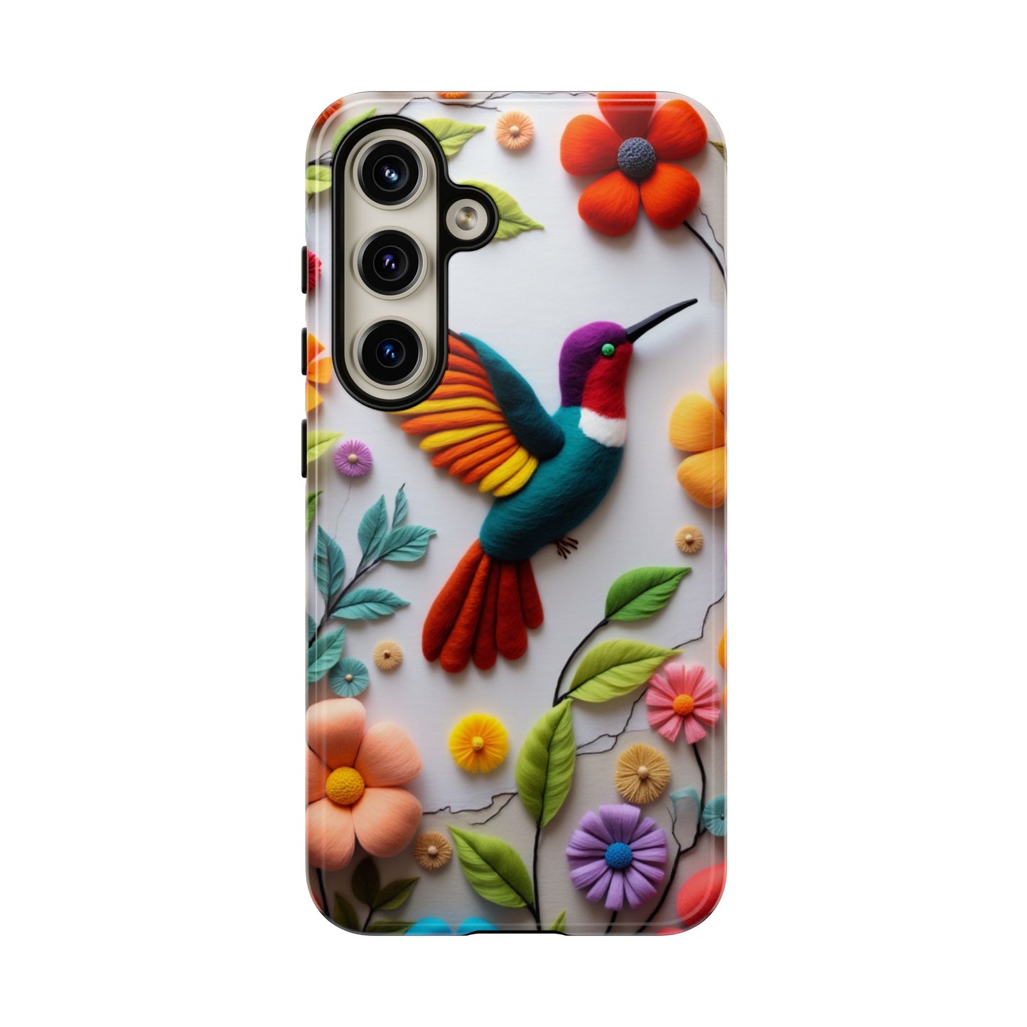 Embroidered Hummingbird with Floral Design | Nature's Elegant Stitch | iPhone 16 Pro