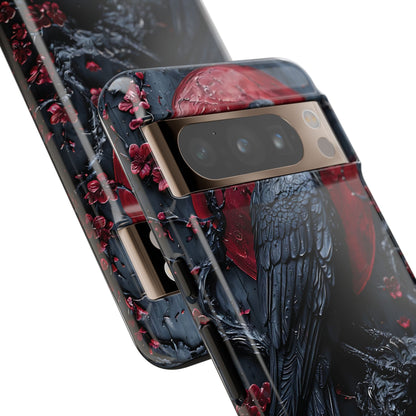 Gothic Sculpture Of Raven On Charcoal Tree Branch phone case design