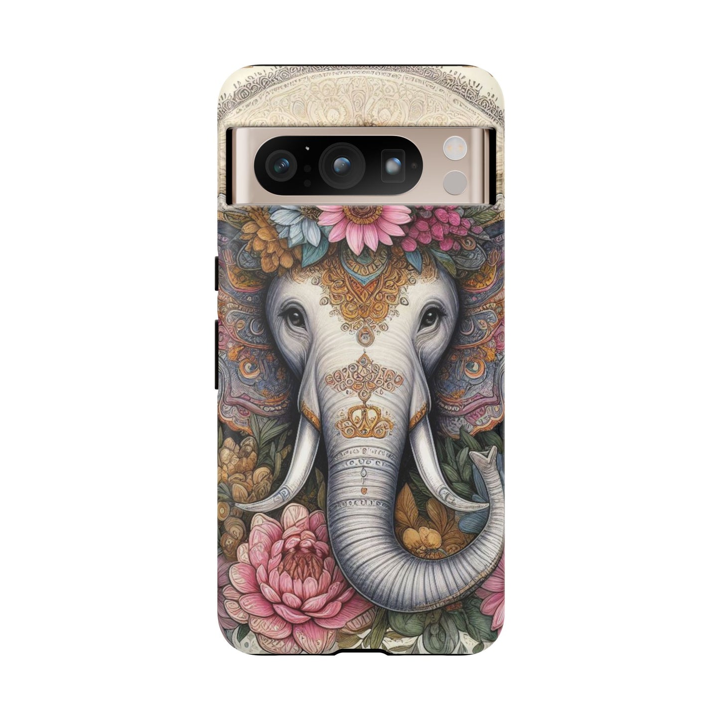 Elegant Floral Elephant Mobile Cover – Royal Mandala Art