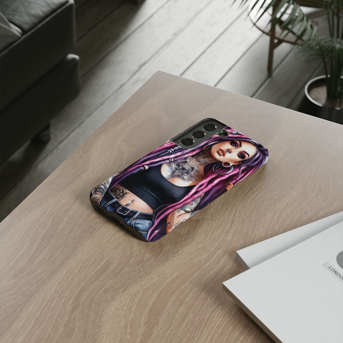 Tattooed Rebel – Gothic Cat Spirit Mobile Cover