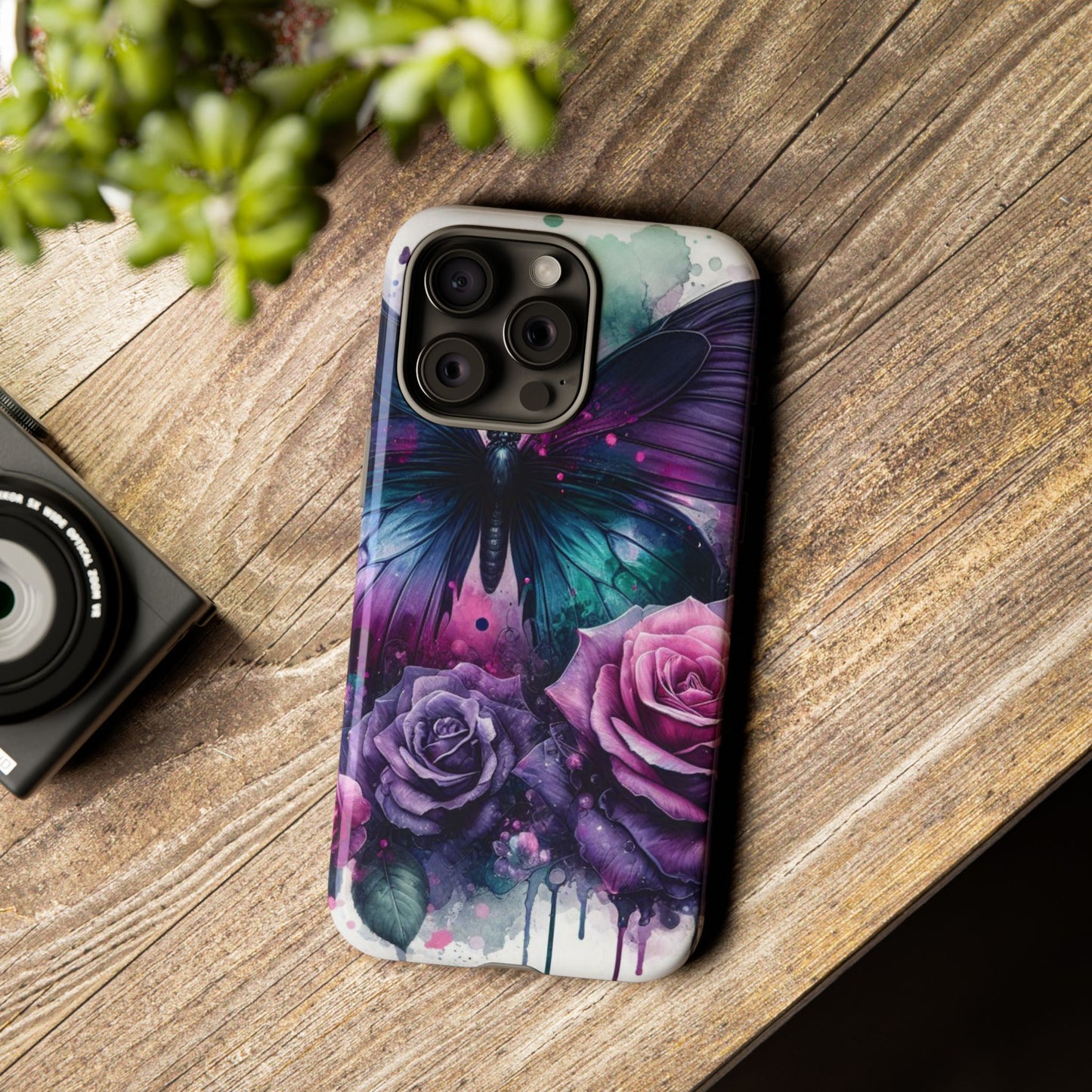 Mystic Bloom – Vibrant Butterfly & Rose Art Mobile Cover