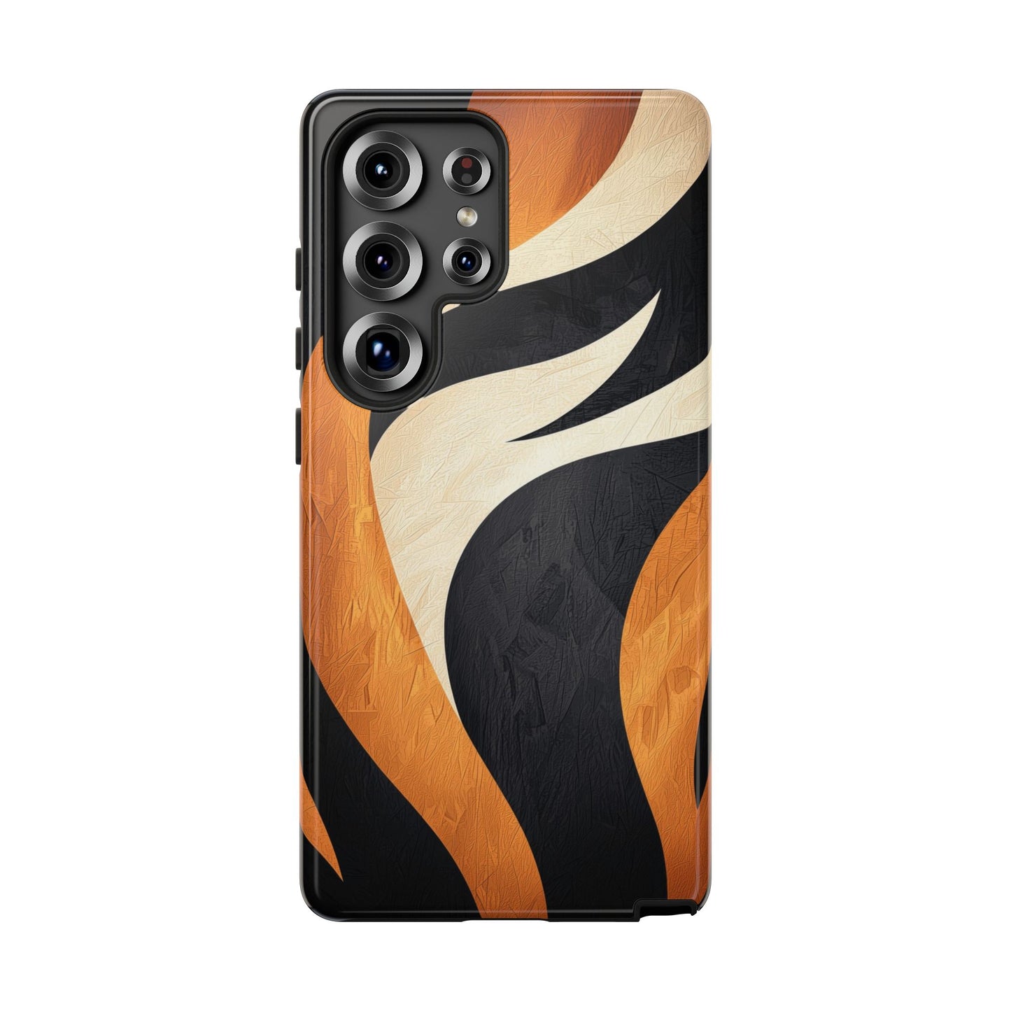 Bold Tiger Stripes Phone Case – Black, Orange & Cream for iPhone, Samsung & Google Pixel