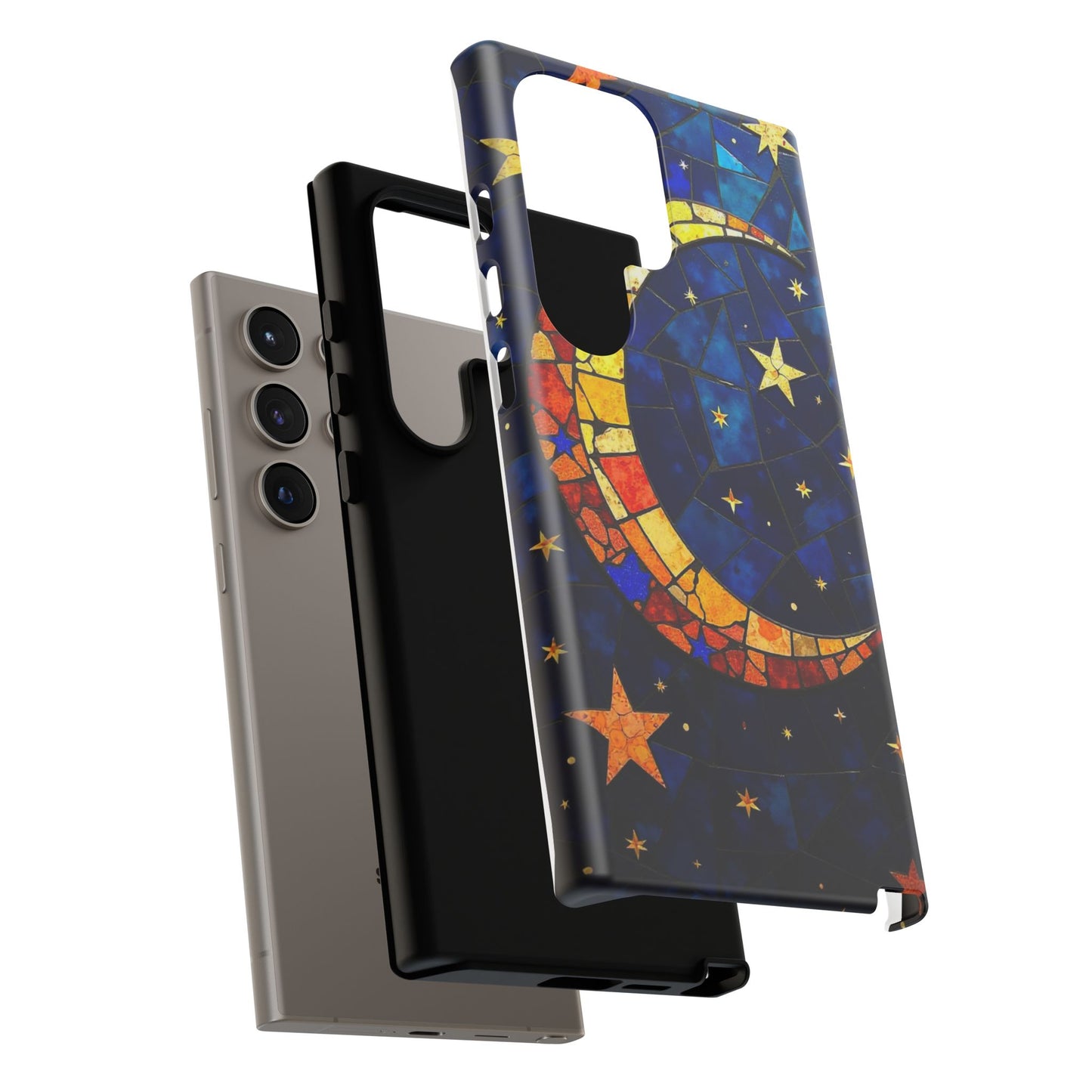 Celestial Crescent: Vibrant Moon and Stars Phone Case
