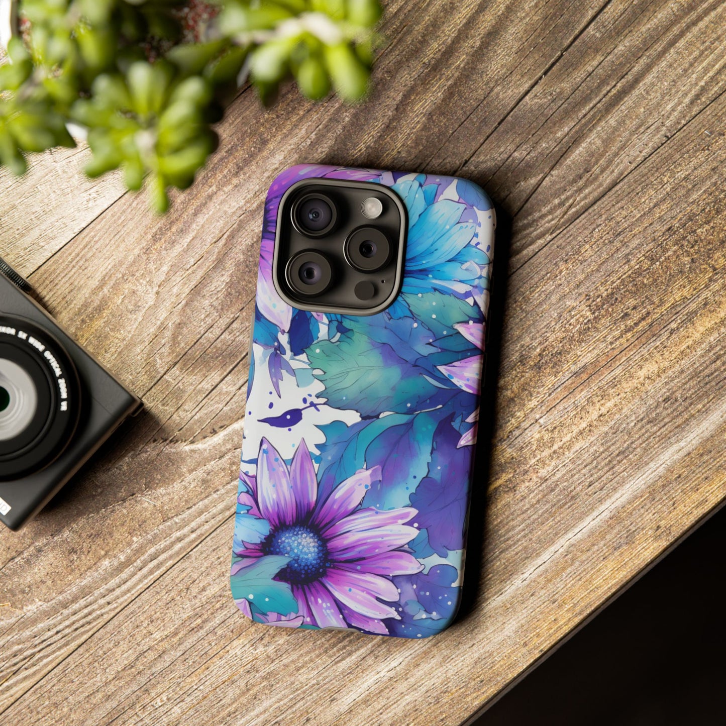 Dreamy Blue & Purple Floral Watercolor Mobile Case