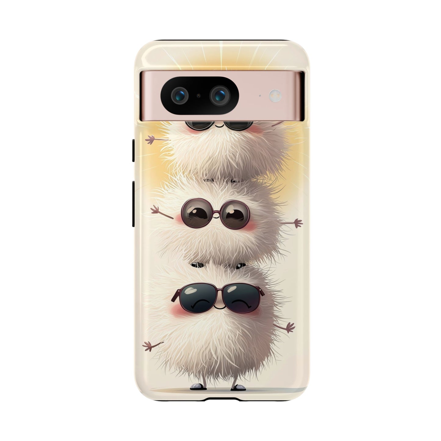 Stacked Fluff Squad Phone Case – Kawaii Anime Creatures with Sunglasses, iPhone, Samsung & Google Pixel Case