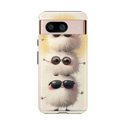 Stacked Fluff Squad Phone Case – Kawaii Anime Creatures with Sunglasses, iPhone, Samsung & Google Pixel Case