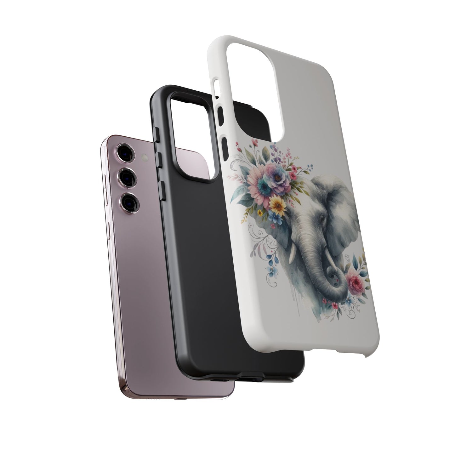 Floral Elephant Mobile Cover – Elegant Watercolor Art