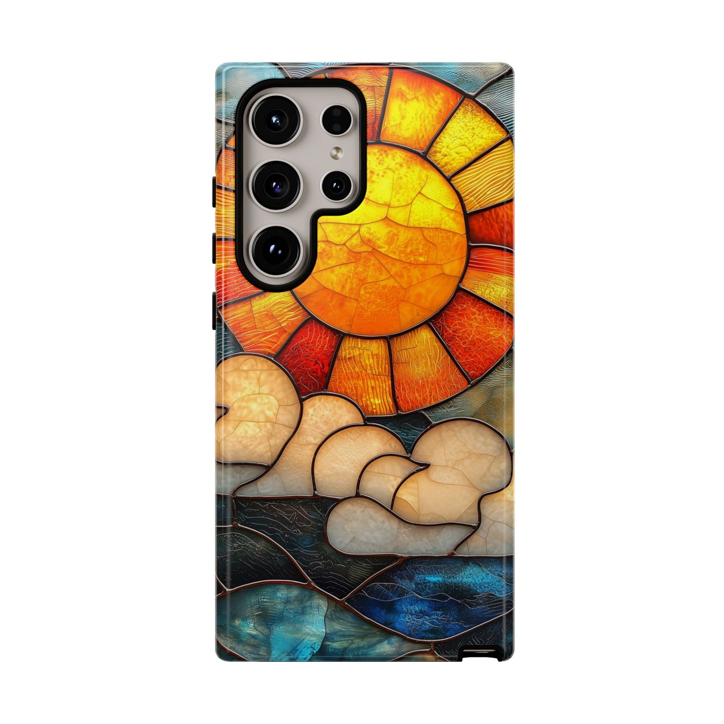 Modern Stained Glass Phone Case – Warm Tones & Abstract Landscape for iPhone, Samsung & Pixel