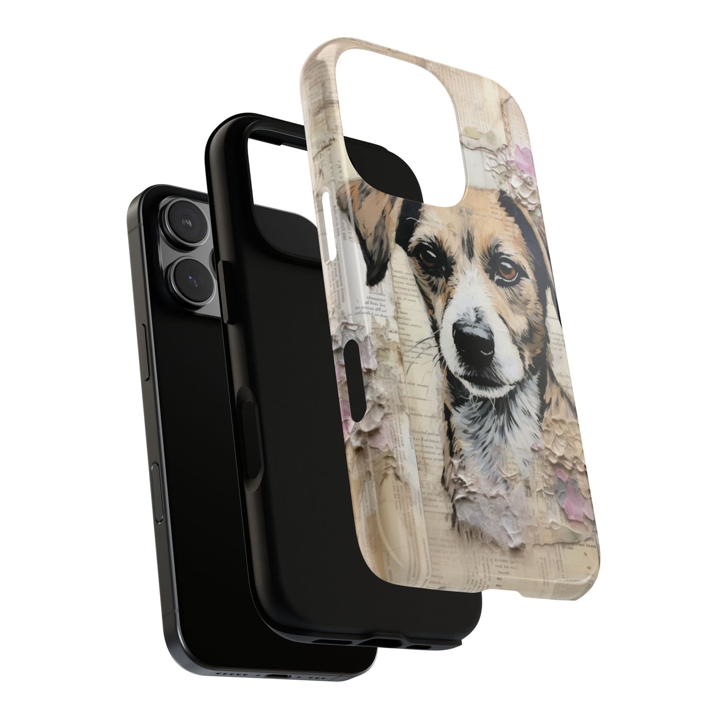 Vintage Collage Dog Portrait Mobile Cover – Artistic Mixed Media Design