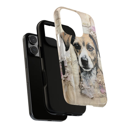 Vintage Collage Dog Portrait Mobile Cover – Artistic Mixed Media Design