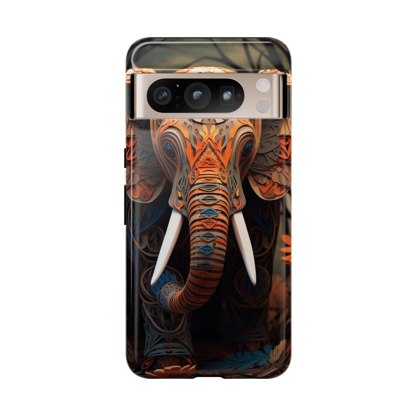 Elegant Artistic Elephant Mobile Cover – Intricate Paper-Cut Design