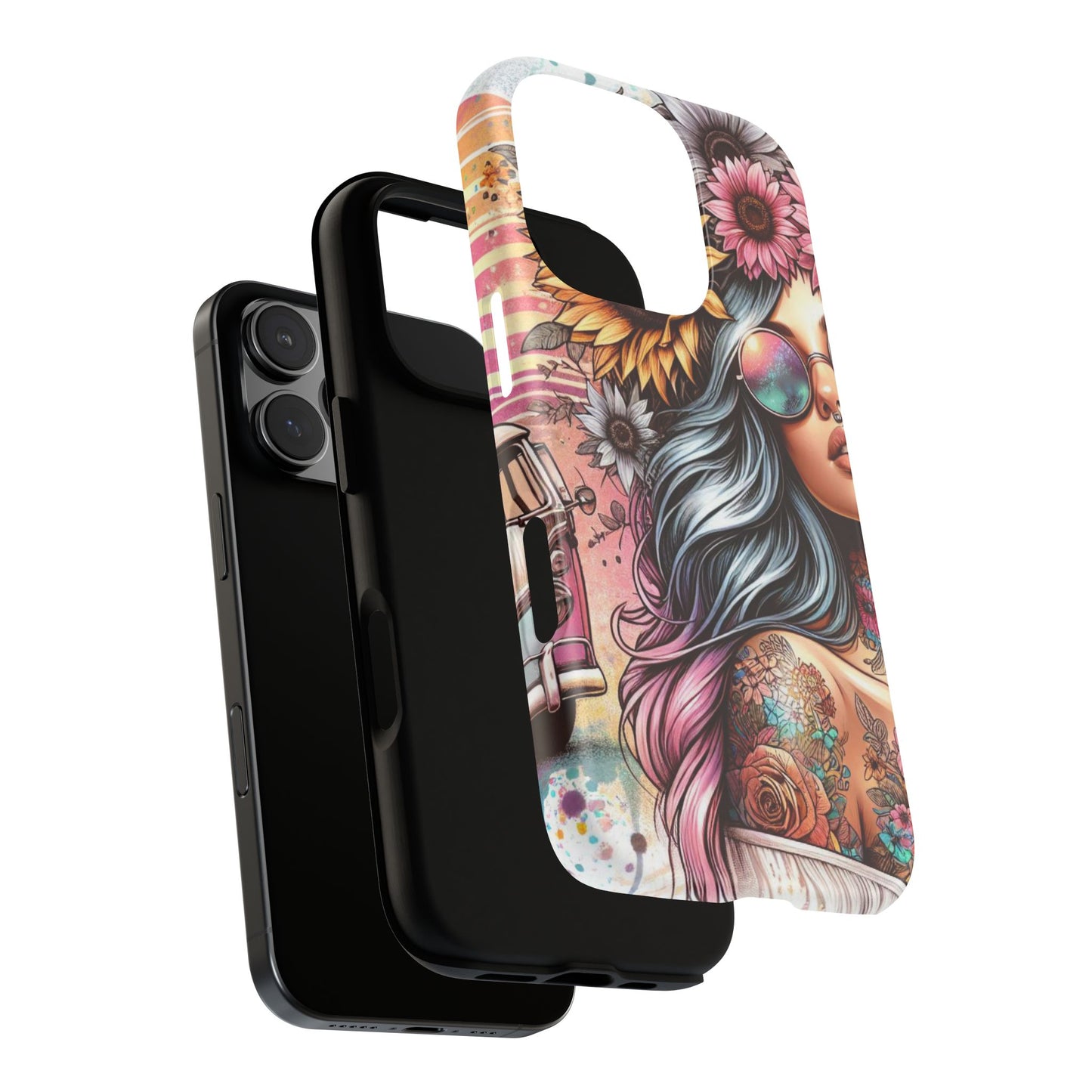 Retro Boho Wanderer – Sunflower Hippie Van Mobile Cover