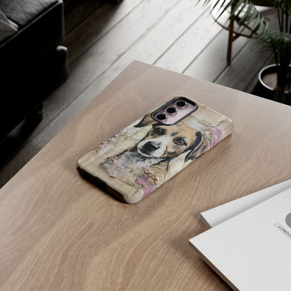 Vintage Collage Dog Portrait Mobile Cover – Artistic Mixed Media Design