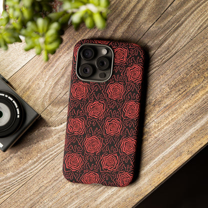 Red roses abstract geometric seamless pattern design
