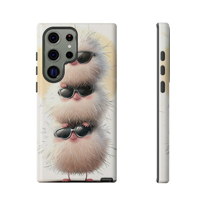 Fluffy Stack Anime Phone Case – Cute Furry Creatures with Sunglasses, Kawaii Aesthetic Design for iPhone, Samsung & Google Pixel