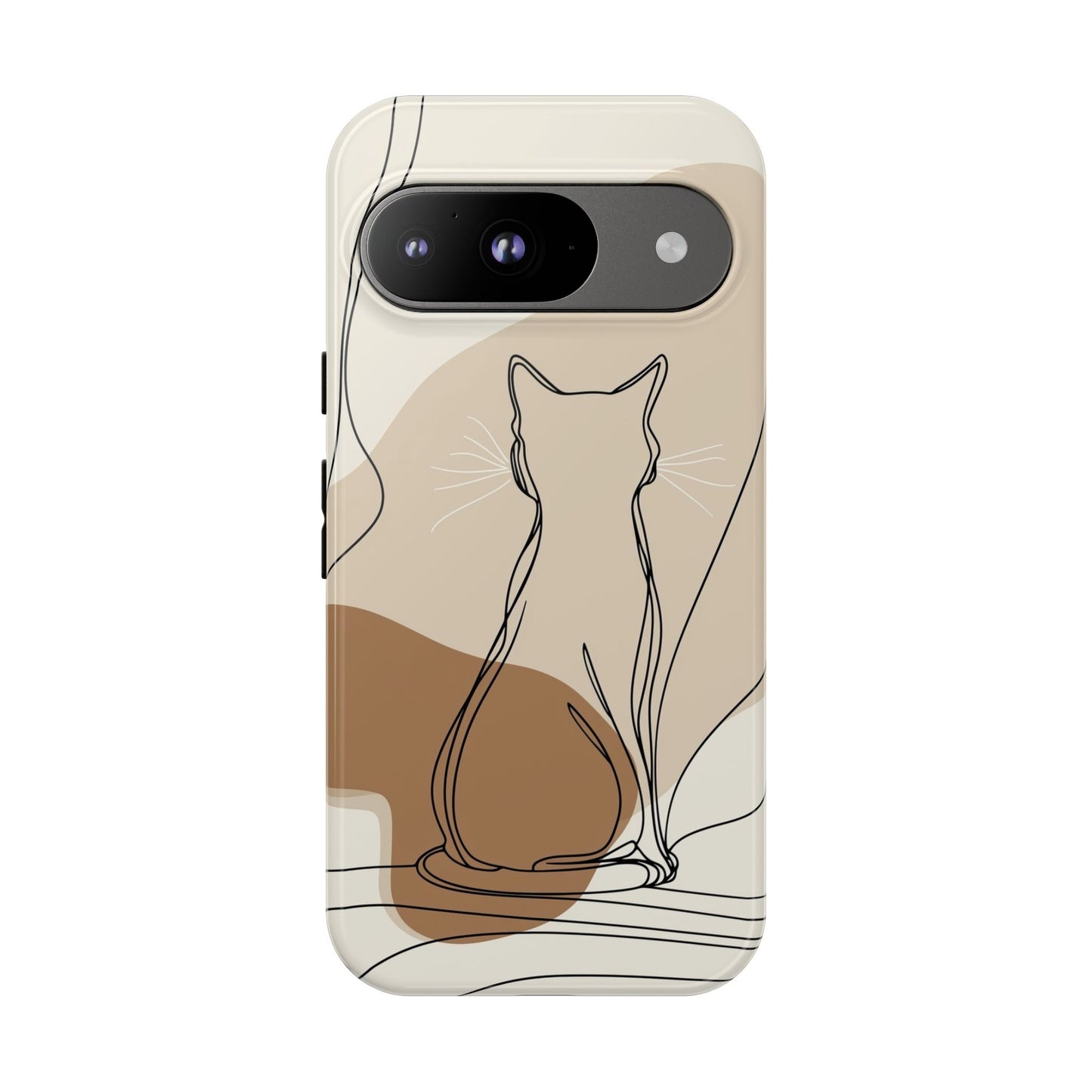 Minimalist Cat Silhouette: Elegant Line Art Phone Case for iPhone, Samsung & Pixel