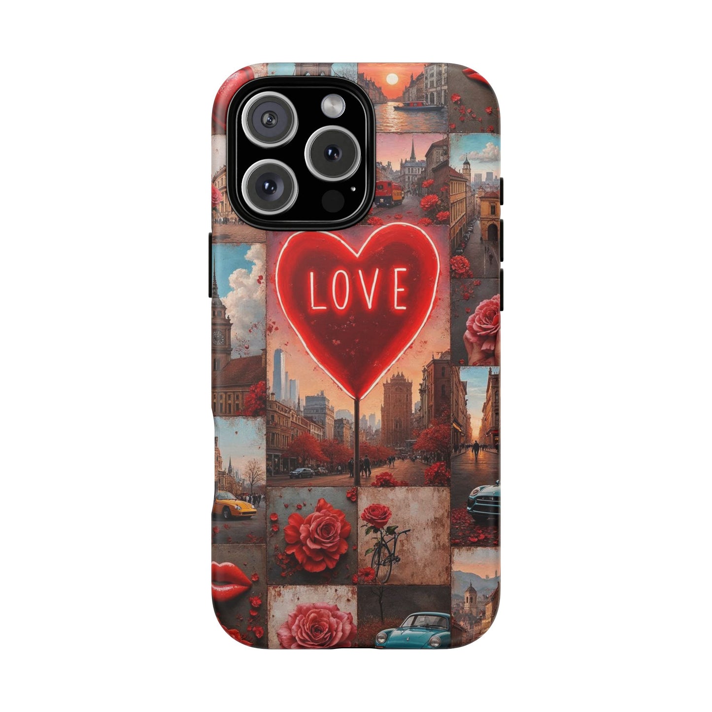 Neon Love Heart & Rose Phone Case