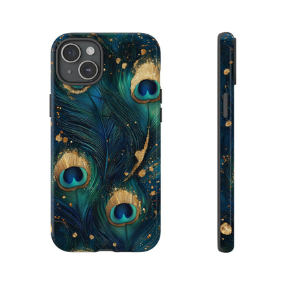 Elegant Peacock Feather Luxe Phone Case for iPhone, Samsung & Google Pixel