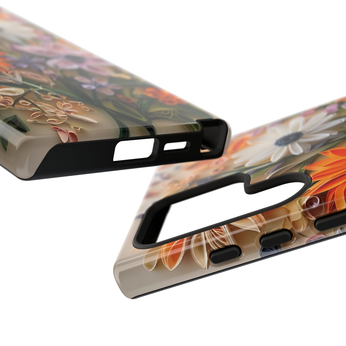 Intricate Quilled Floral Artwork In Vibrant Colors phone case design.