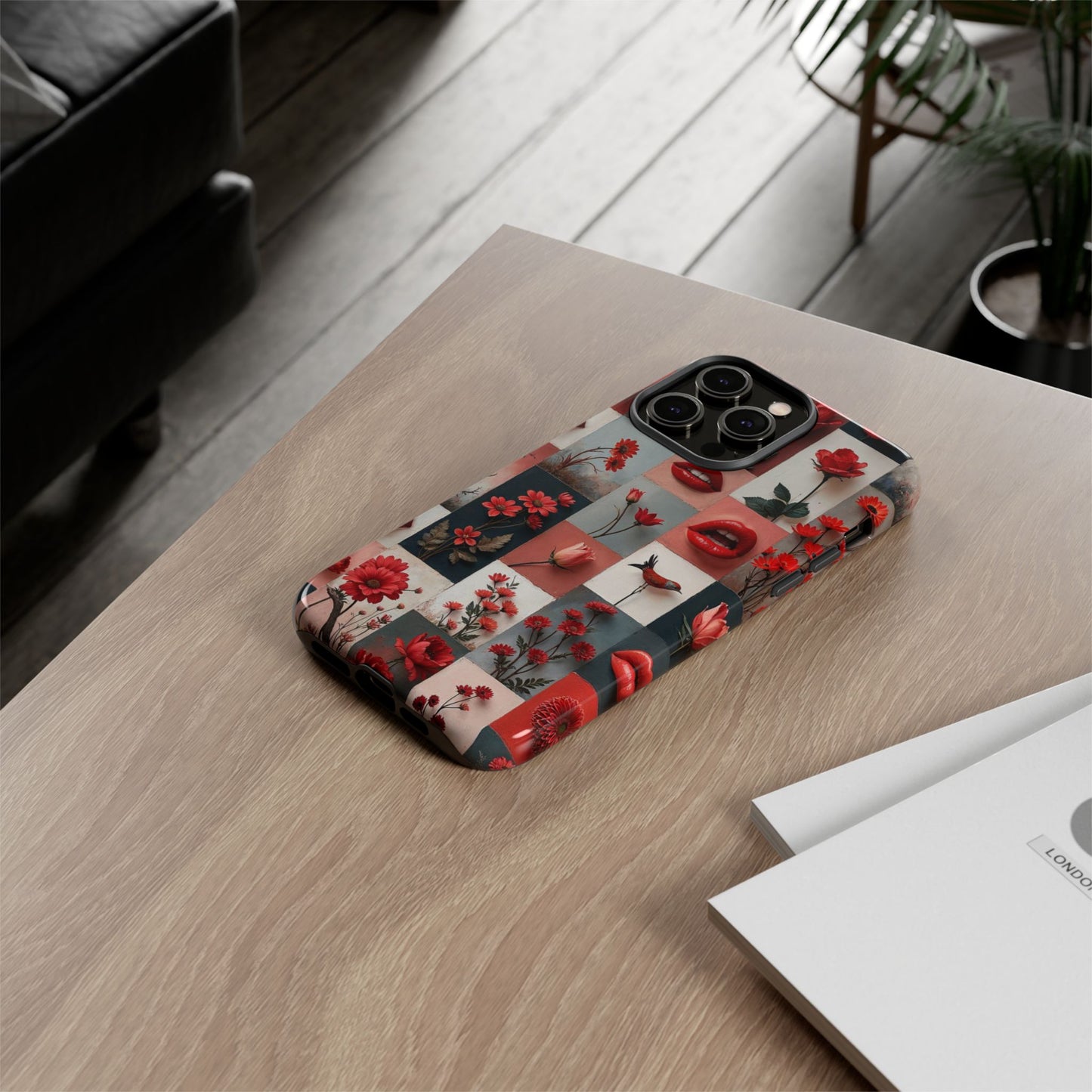 Red Flowers & Lips Collage Phone Case