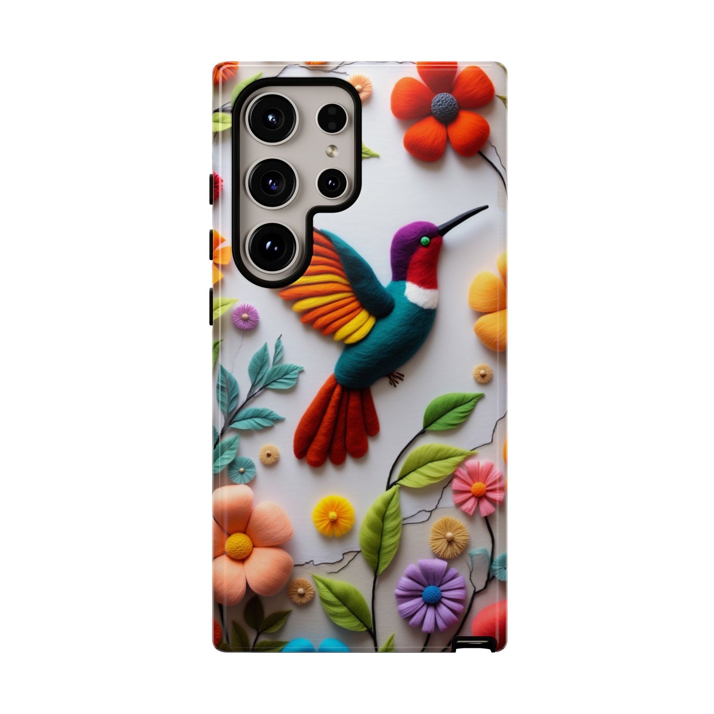 Embroidered Hummingbird with Floral Design | Nature's Elegant Stitch | iPhone 16 Pro