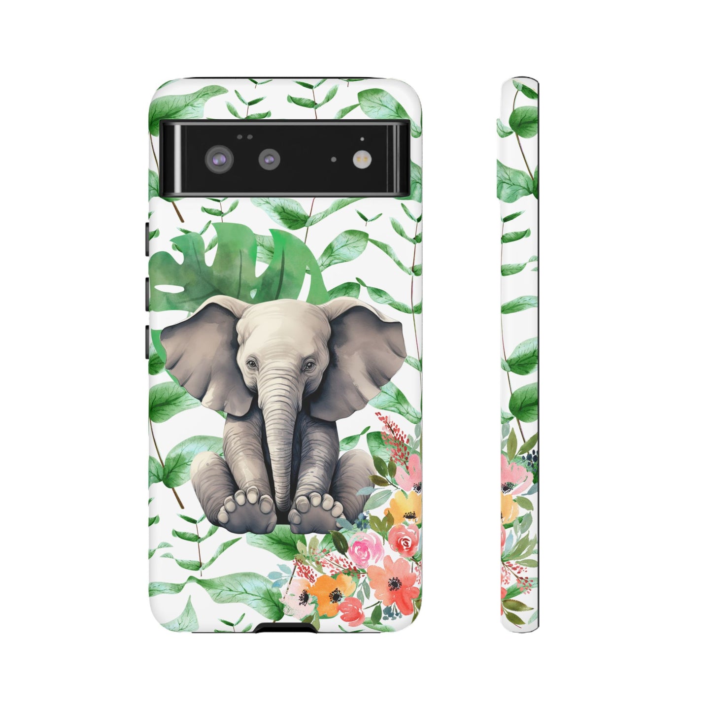Cute Baby Elephant Mobile Cover – Floral & Tropical Aesthetic
