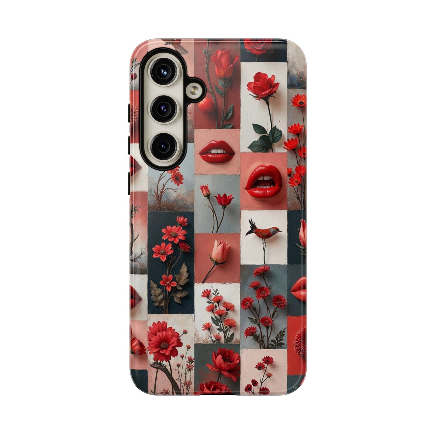 Red Flowers & Lips Collage Phone Case