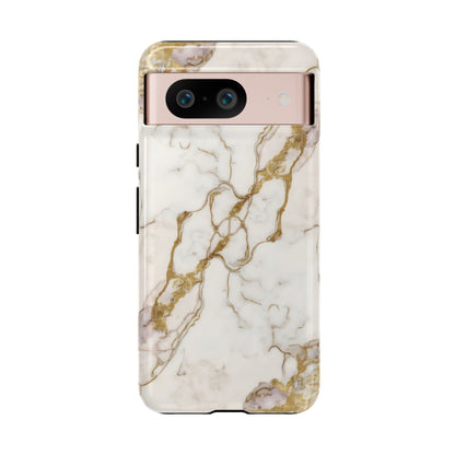 Elegant White and Gold Marble Case Design