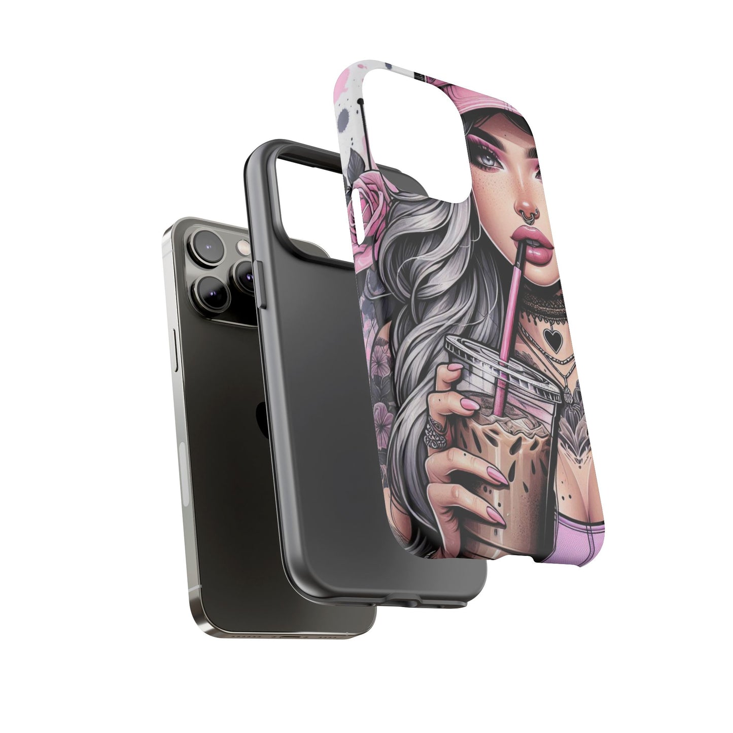 Pink Aesthetic Rebel – Iced Coffee & Inked Beauty Mobile Cover