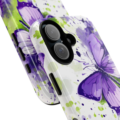 Vibrant Purple Butterfly Splash Mobile Cover – Artistic Green & Violet Aesthetic