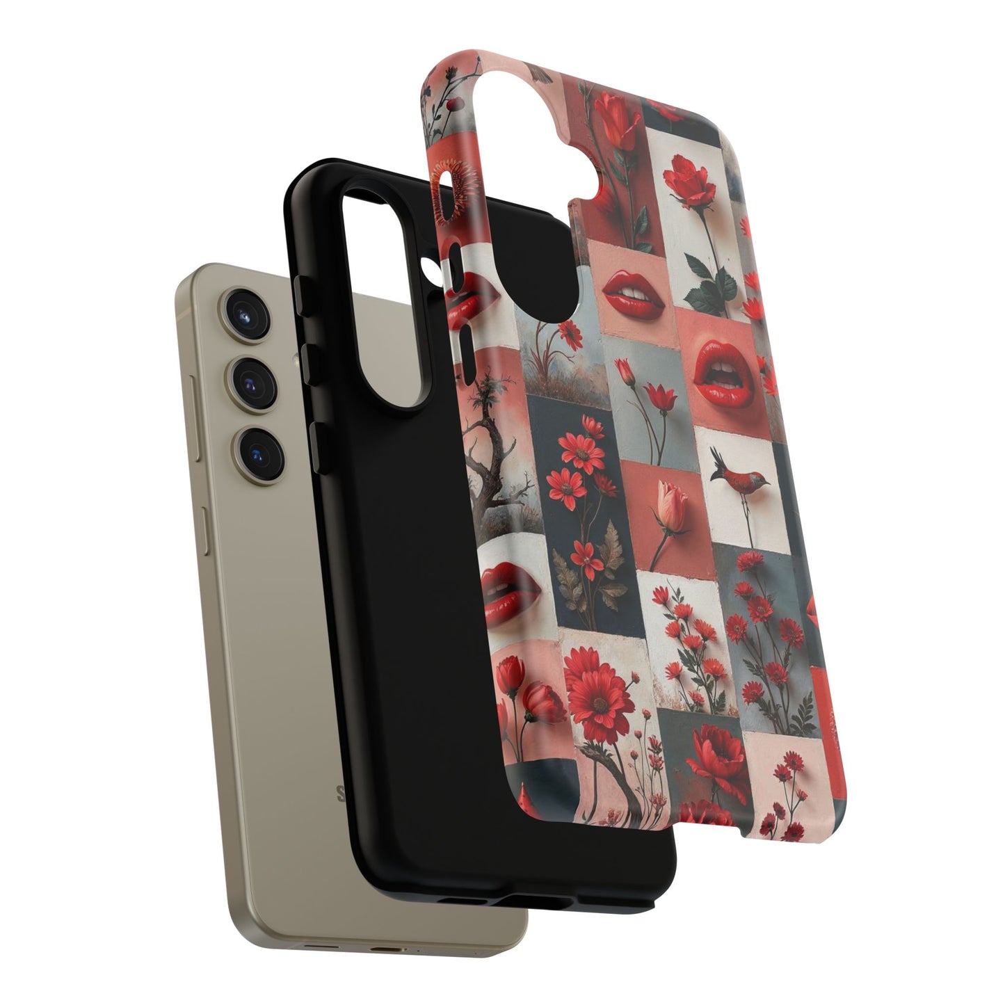 Red Flowers & Lips Collage Phone Case