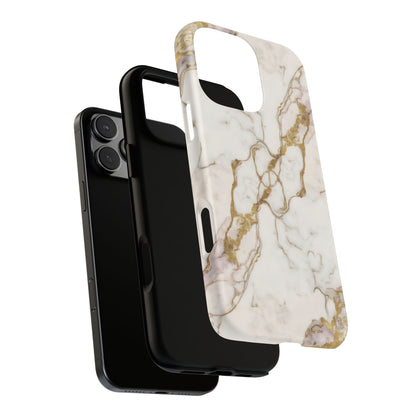 Elegant White and Gold Marble Case Design
