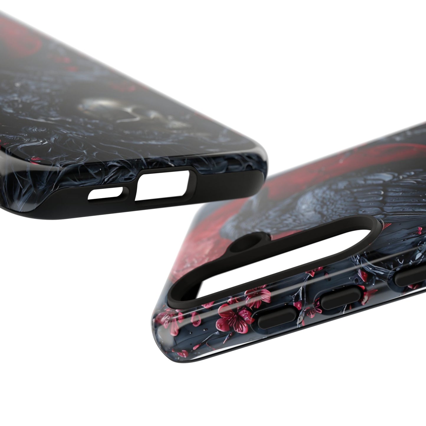 Gothic Sculpture Of Raven On Charcoal Tree Branch phone case design