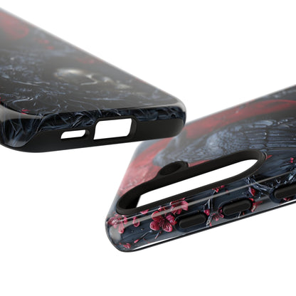 Gothic Sculpture Of Raven On Charcoal Tree Branch phone case design
