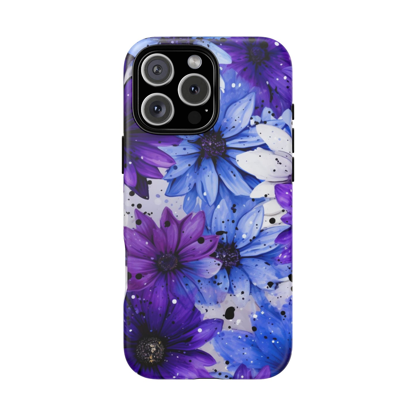 Blue & Purple Floral Splash Mobile Cover – Elegant Artistic Flowers