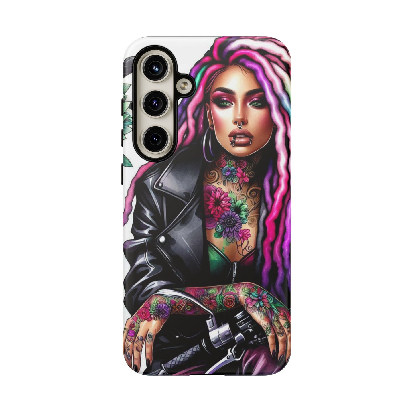 Neon Rebel – Vibrant Biker Queen Mobile Cover